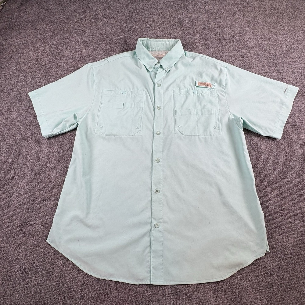 Columbia PFG Performance Fishing Gear Shirt Men's M‎ Green Omni-Shade Coastal